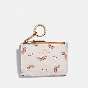NIP Coach mini skinny ID case, all over rainbow